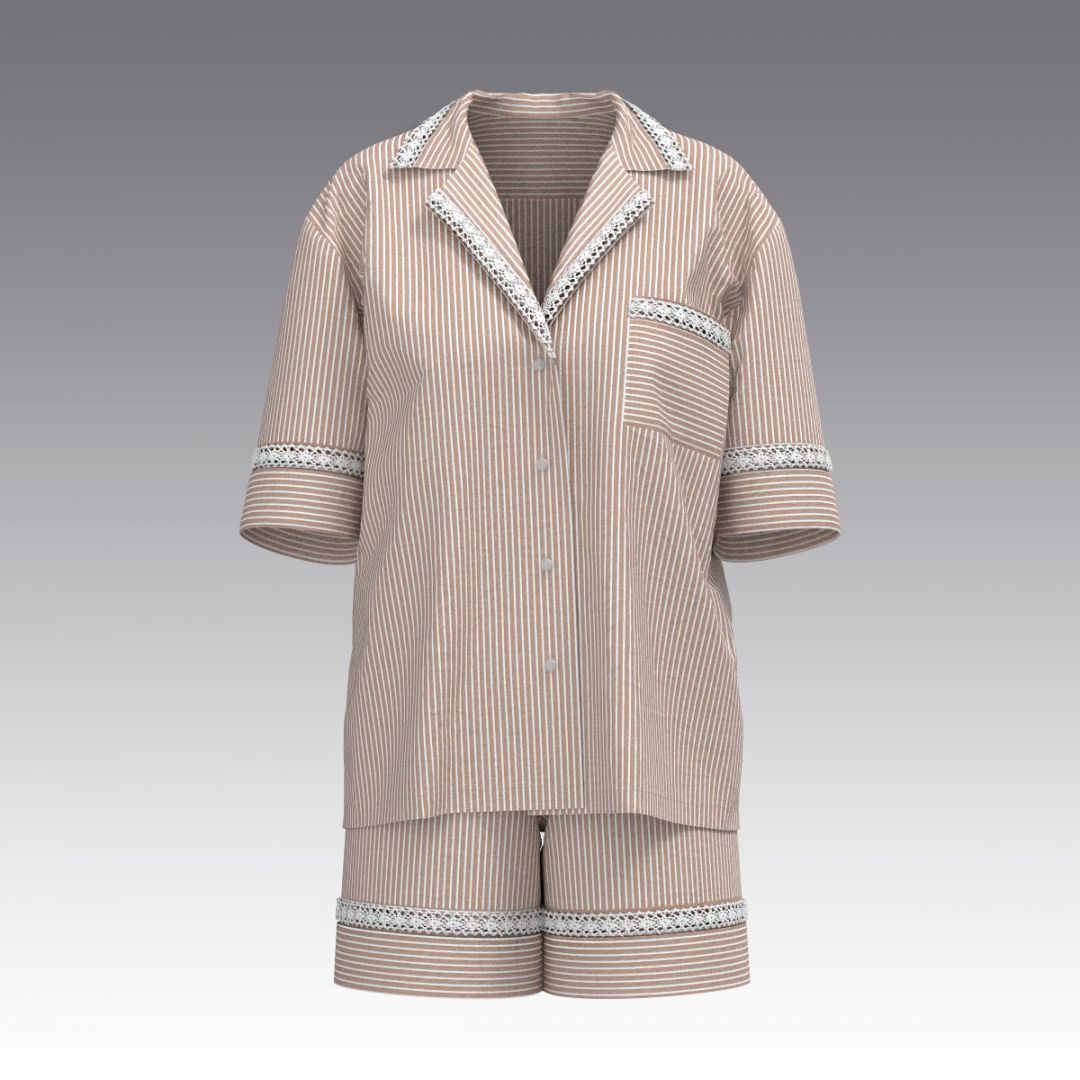 Костюм с шортами пижамном стиле из вареного хлопка 2980.53.55 ARDI 